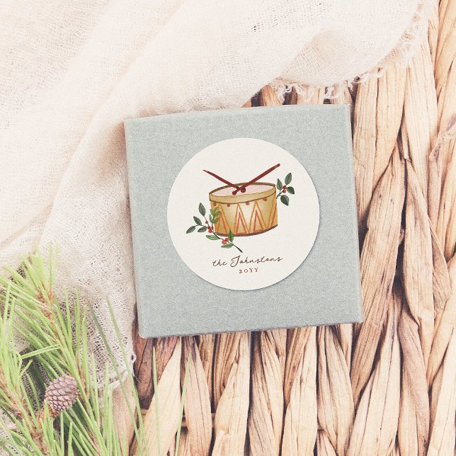 12 Tage Weihnachtstrommel Runder Aufkleber (Von Creator hochgeladen)