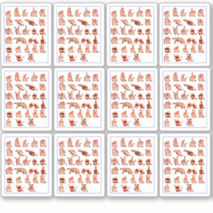 12-teilige American Sign Language Alphabet-Tafel,  Aufkleber