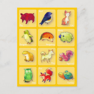 12 Tiere Postkarte (anpassbar)