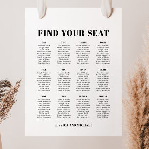 12 Tische 120 Gäste Hochzeit Sitzplan Poster