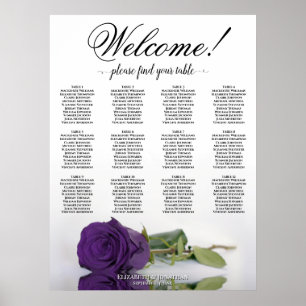 12 Tische Eleganter Königlich Violetter Rosen Sitz Poster