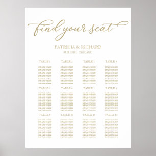 12 Tische Hochzeits-Sitzplan Chic Script Poster