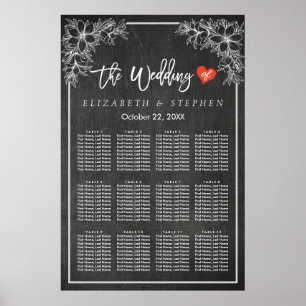 12 Tische Seatekarte Tafel Blumenrahmen Poster