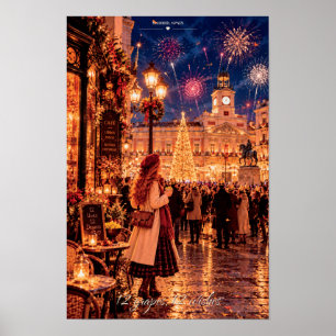 12 Trauben 12 Wünsche Madrid Spanien Neujahr Poster