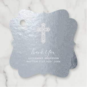 12 Vielen Dank BAPTISM REAL FOIL Christening Cross Geschenkanhänger
