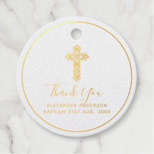 12 Vielen Dank BAPTISM REAL FOIL Christening Cross Geschenkanhänger
