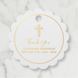 12 Vielen Dank BAPTISM REAL FOIL Christening Cross Geschenkanhänger