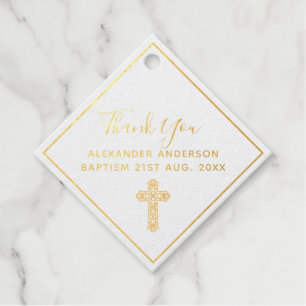 12 Vielen Dank BAPTISM REAL FOIL Christening Cross Geschenkanhänger