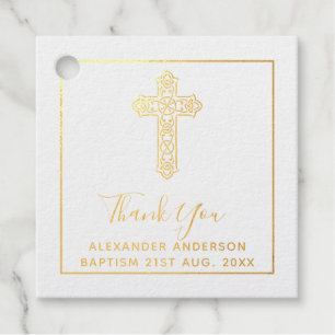 12 Vielen Dank BAPTISM REAL FOIL Christening Cross Geschenkanhänger