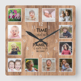 12 Vorlagenzeit mit Familiensatz Bauernhof Quadratische Wanduhr