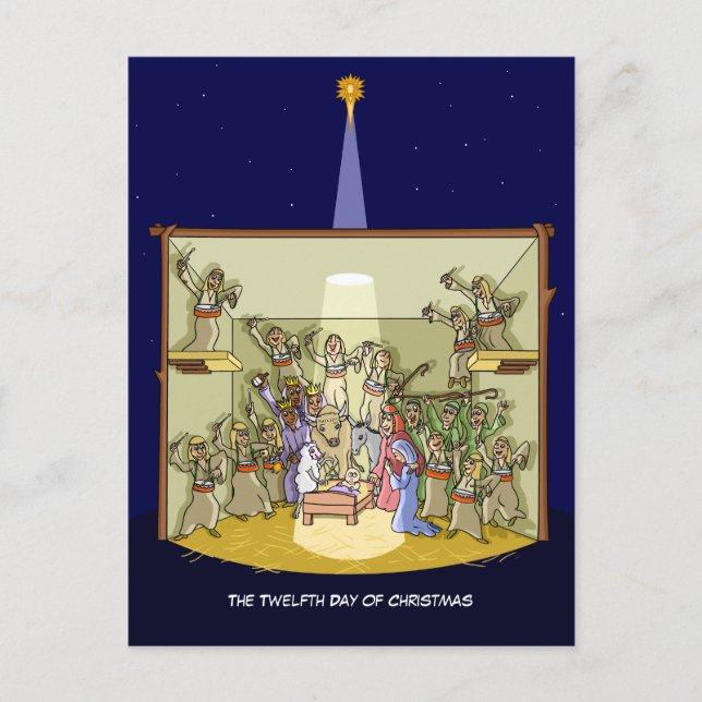 12. Weihnachtsfeiertag (12 Drummer) Postkarte (Vorderseite)