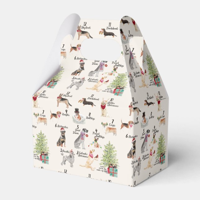 12 Weihnachtshunde im Holiday Spirit Outfits Geschenkschachtel (Vorderseite)