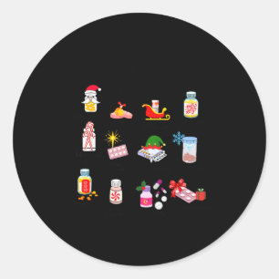 12 Weihnachtsmedikamente Pflegekraft Apothekentech Runder Aufkleber