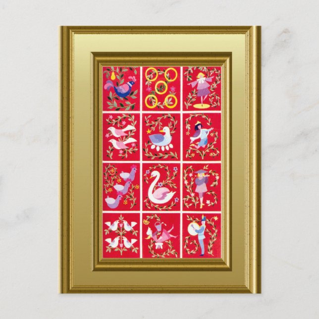 12 Weihnachtstage Feiertagspostkarte (Vorderseite)