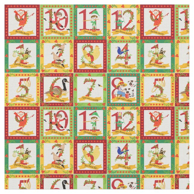 12 Weihnachtstage Stoff (Nahaufnahme)