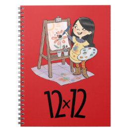 12 x 12 Maler Girl Spiral Notebook Red Notizblock