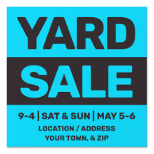 12 x 12 Neon Blue Yard Verkaufszeichen mit Stake