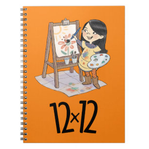 12 x 12 Peintre fille Carnet spirale Orange