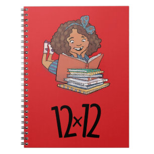 12 x 12 Reader Girl Spiral Notebook Red Notizblock