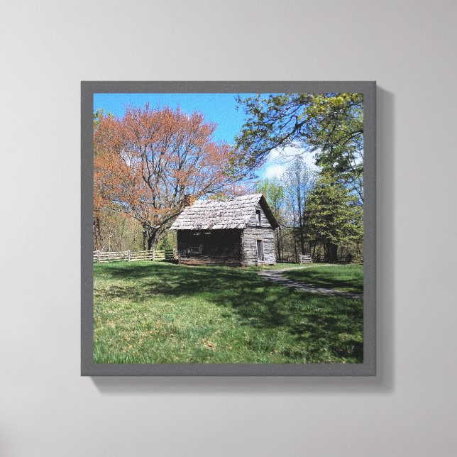 12" x 12" Rustikale Holzkabine Leinwanddruck (Vorderseite)