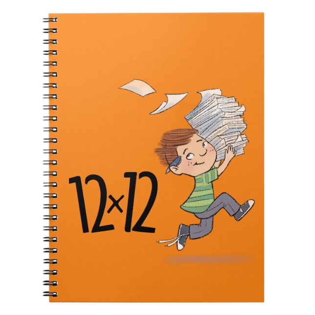 12 x 12 Spiral-Notebookpapier Kid Orange Notizblock (Vorderseite)