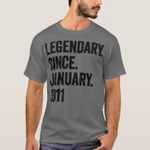 12 Years Legendary Since January 2011 12th Birthda T-Shirt