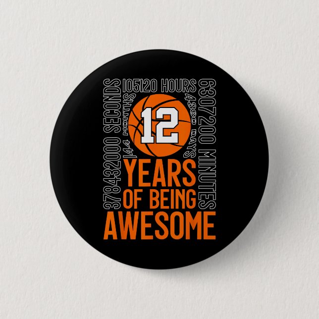 12 Years Of Being Awesome Sketll 12th Birthday  Button (Vorderseite)