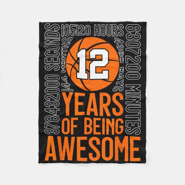 12 Years Of Being Awesome Sketll 12th Birthday  Fleecedecke (Vorderseite)
