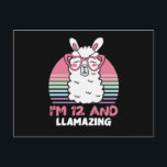 12 Years Old Bday Llamazing 12th Birthday Llama Postkarte<br><div class="desc">Retro Vintage Style Birthday Gift Design Perfect To Pair With Shorts,  Leggings Or Jeans For A Casual Yet Trendy Look. Humorous Funny Humor Birthday Gift Outfit For Family Member,  Loved One Or Yourself. Matches Loads Of Clothes. GET YOURS TODAY!</div>