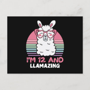 12 Years Old Bday Llamazing 12th Birthday Llama Postkarte