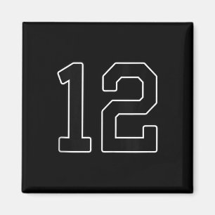 12 - Zahl Uniforme Nummerierung Zahl [schwarz_schw Magnet