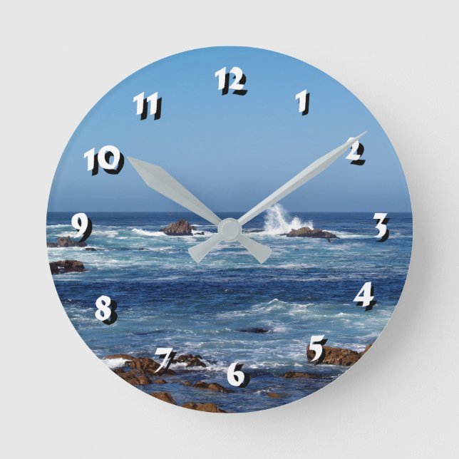 12 Zahlenoptionen - Seewellen-Uhr Runde Wanduhr (Vorderseite)