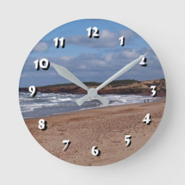 12 Zahlenoptionen - Strand und Wellen-Uhr Runde Wanduhr