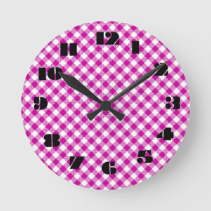 12 Zahlenoptionen zur Auswahl aus Hot-Pink-Uhr Runde Wanduhr