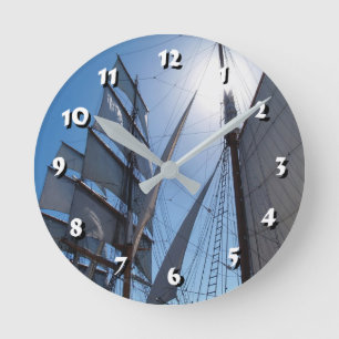 12 Zahlenoptionen zur Segeluhr auswählen Runde Wanduhr