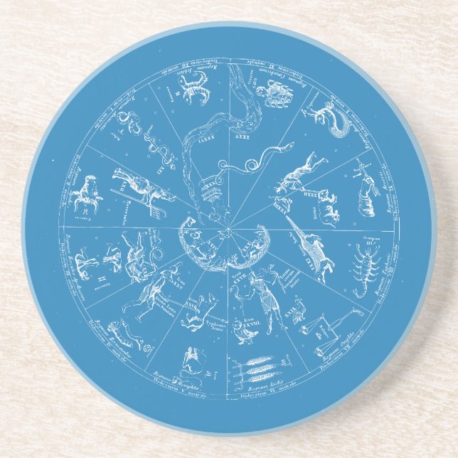 12 Zodiacs Tableau Vintage Dessous de verre en grè (Devant)