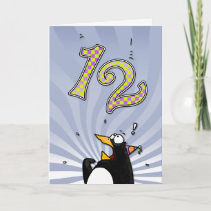 12e anniversaire - Carte de surprise de pingouin