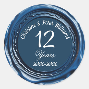12e Sticker Mariage de cire bleue en soie