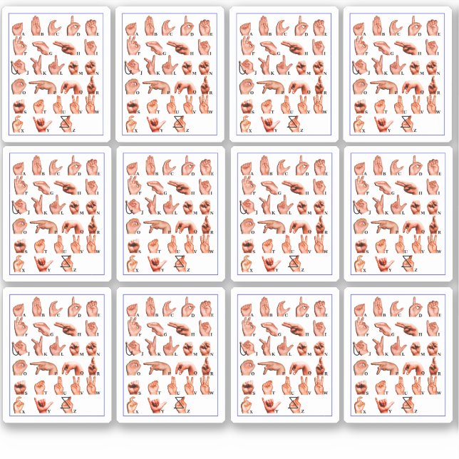 12pcs American Sign Language Alphabet Board, Asl  Aufkleber (Vorderseite)