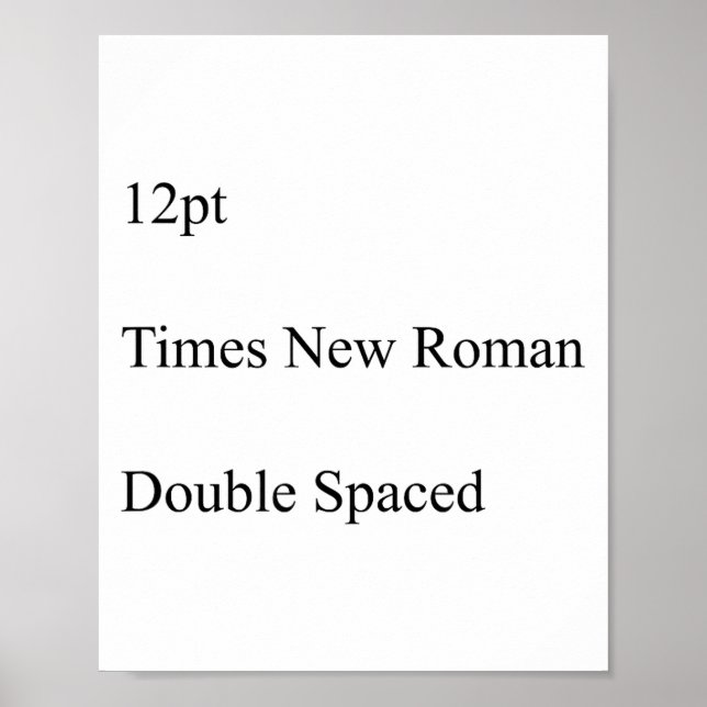 12pt Times New Roman Double Spaced  Poster (Vorne)