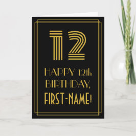 12th Birthday: Art Deco Inspirred Look "12" & Name Karte
