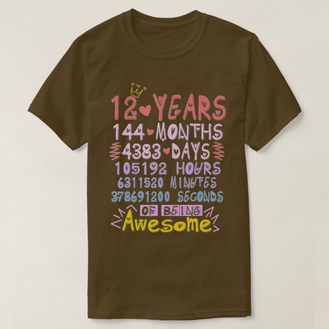 12th Birthday Gift 12 Years Old Being Awesome Boys T-Shirt (Design vorne)