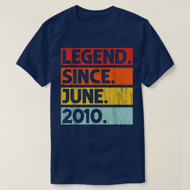 12th Birthday Gifts Legend Since June 2010 12 Year T-Shirt (Design vorne)