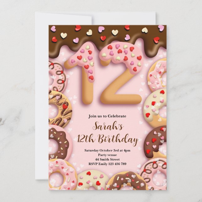 12th Birthday Girls Invitation (Devant)