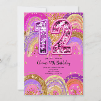 12th Birthday Girls Invitation Einladung