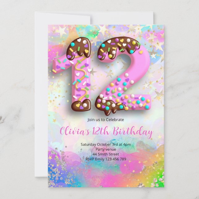 12th Birthday Girls Invitation Einladung (Vorderseite)