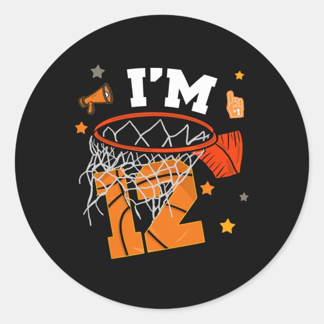 12th Birthday Sketll Boy Twelve Years 12 Yr Old Bd Runder Aufkleber (Vorderseite)