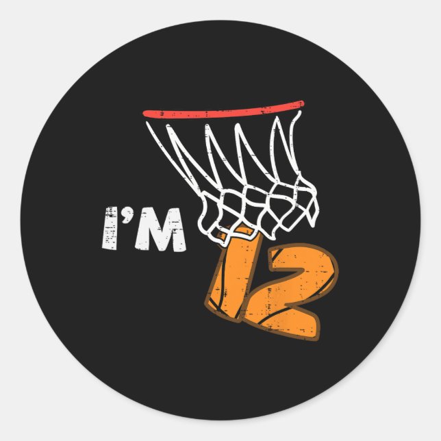 12th Birthday Sketll Im 12 Twelve Year Old Bday Bo Runder Aufkleber (Vorderseite)