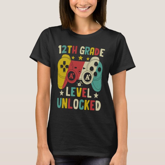 12th Grade Level Unlocked Video Game Retro Back to T-Shirt (Vorderseite)