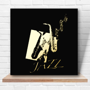 12x12 Black GOLD Jazz Saxophone Musik von Leah Foliendrucke